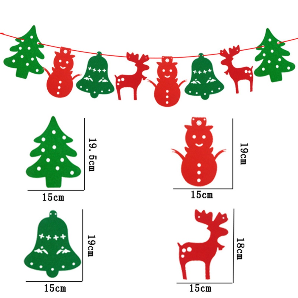 Non-woven Xmas Tree Snowman Bell Elk Shape Banners Hanging Flags for Home Shop Market Room Decor 2.5m - Image 3