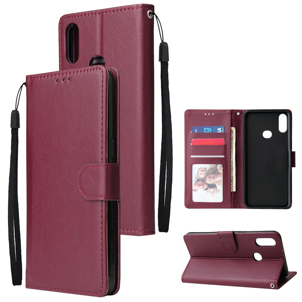 For Samsung A10S A20S Cellphone Cover Mobile Phone Shell Buckle Closure Cards Slots PU Leather Smart with Wallet Overall Protection rose - Image 2