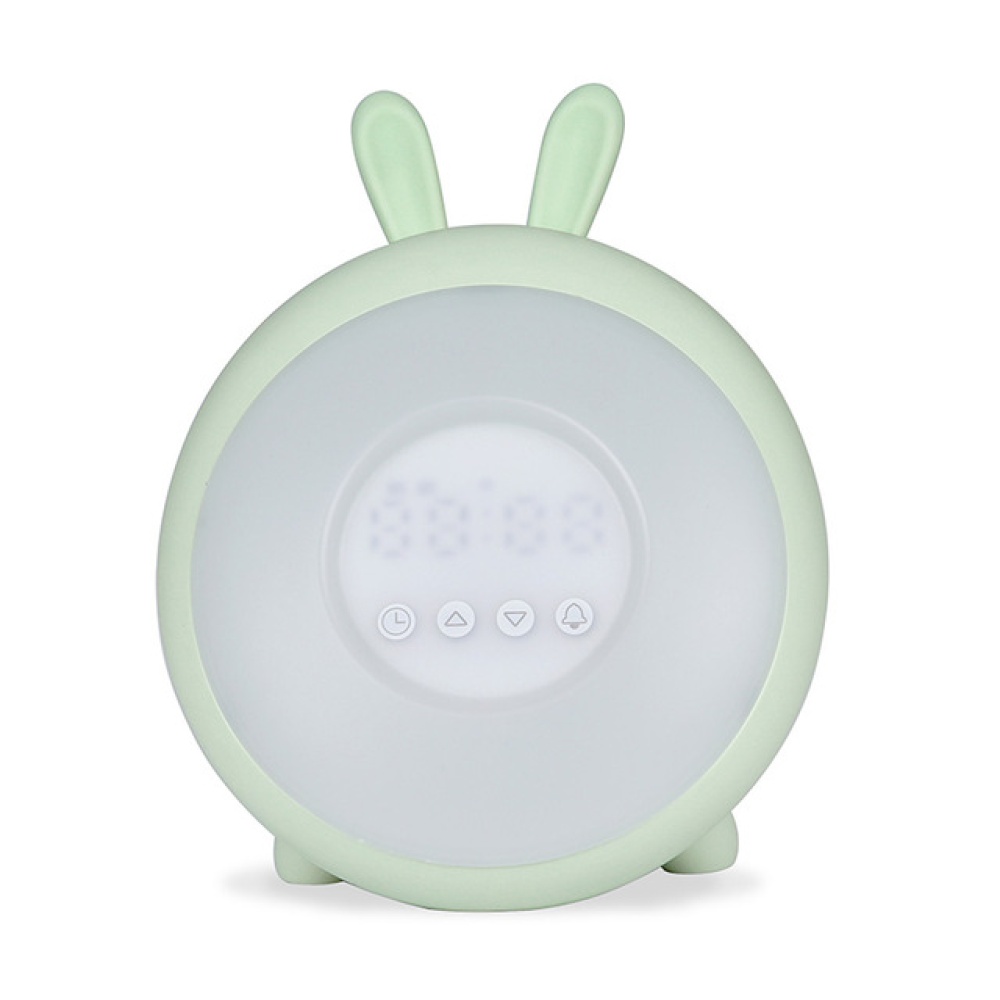 LED Rabbit Dream Time Sleeping Wake up Light Desk Bedside Alarm Clock Lamp Rechargable for Bedroom Decoration green