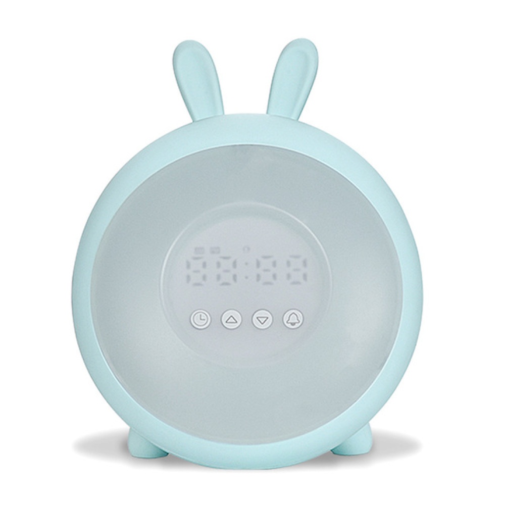 LED Rabbit Dream Time Sleeping Wake up Light Desk Bedside Alarm Clock Lamp Rechargable for Bedroom Decoration blue