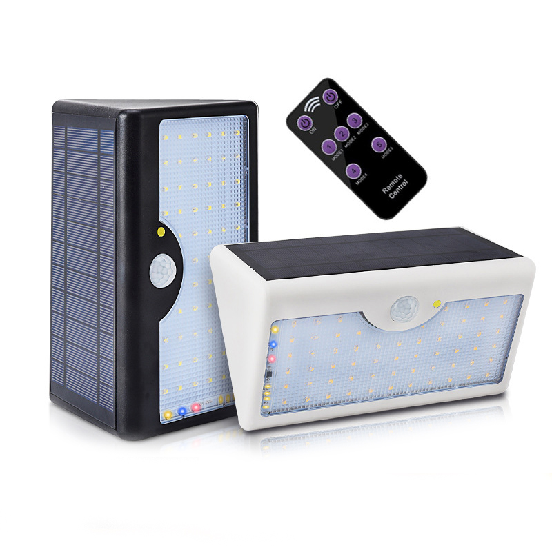 60 LEDs Waterproof Solar-Powered Remote Control LED Garden Lamp Wall Light White Shell