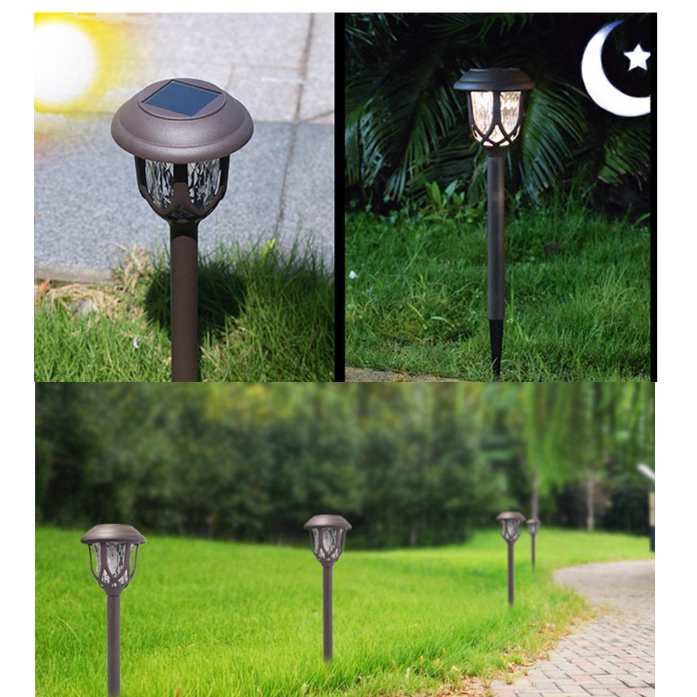 10Pcs LED Light Solar Powered Outdoor Waterproof Coffee Color Lawn Lamp Courtyard Decor White light - Image 2