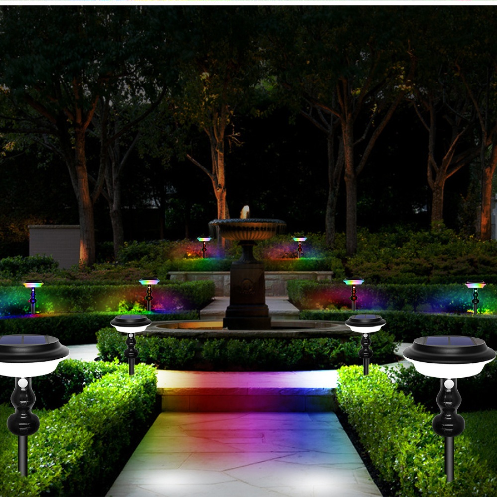 Solar Garden Lawn Lamp Waterproof Outdoor Colorful Landscape Lights Decoration black - Image 3