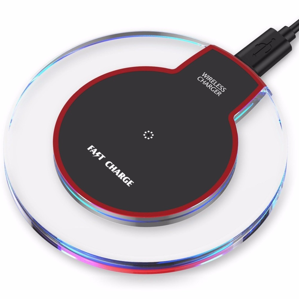 QI Standard Fashion Crystal Portable Fast Wireless Charger Charging Pad Stand for Apple Android HTC Black - Image 2