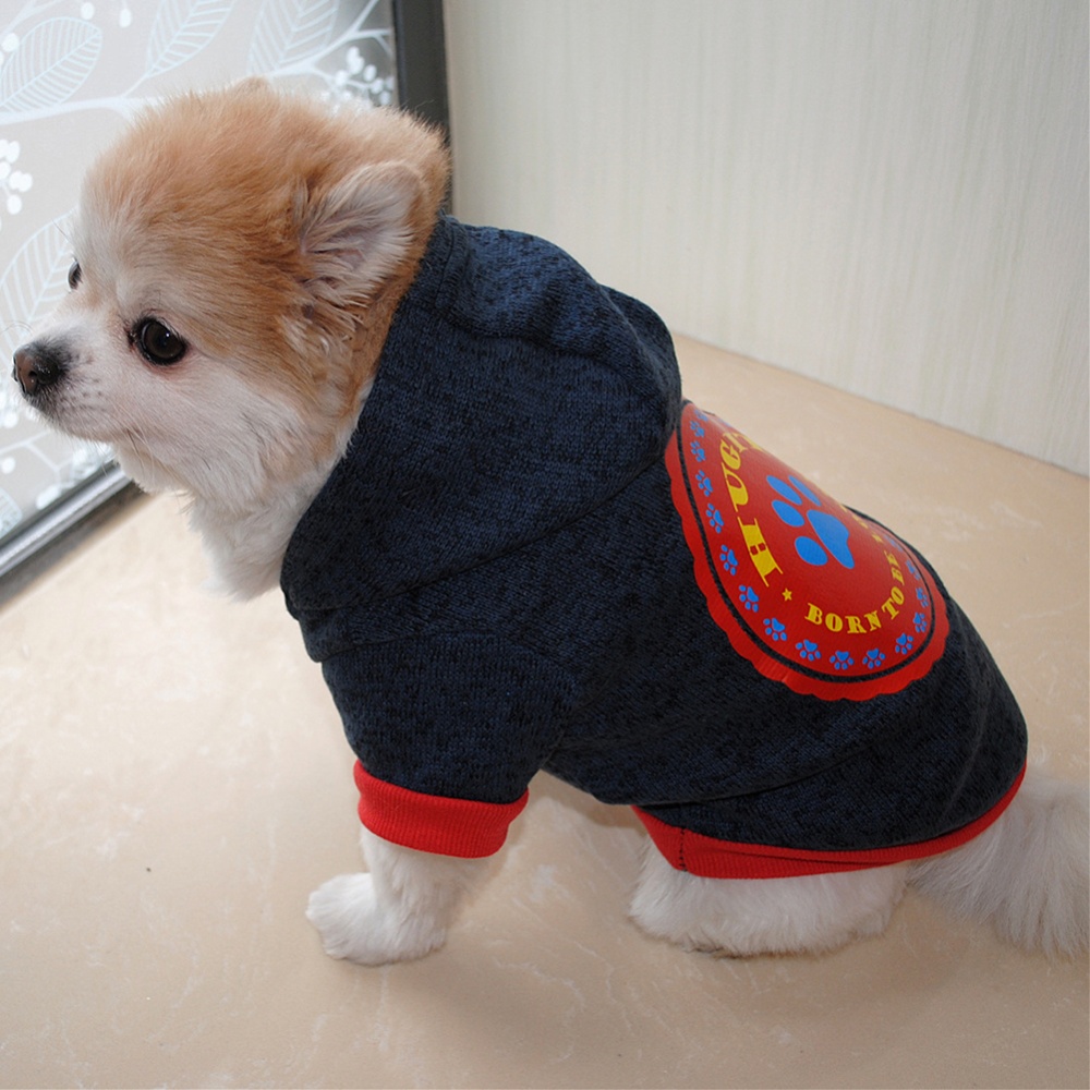 Winter Warm Puppy Clothes Outfit Pet Cat Jacket Hooded Coat Soft Sweater for Small Dogs blue_L