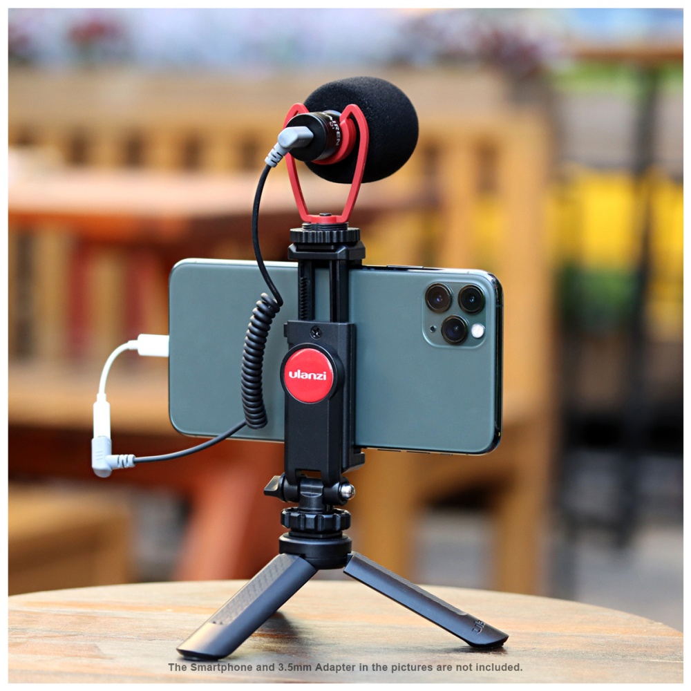 Smartphone Video Kit Microphone Tripod Vlog Vertical Shooting Phone Mount 3.5mm Jack Audio Record Stand black - Image 2