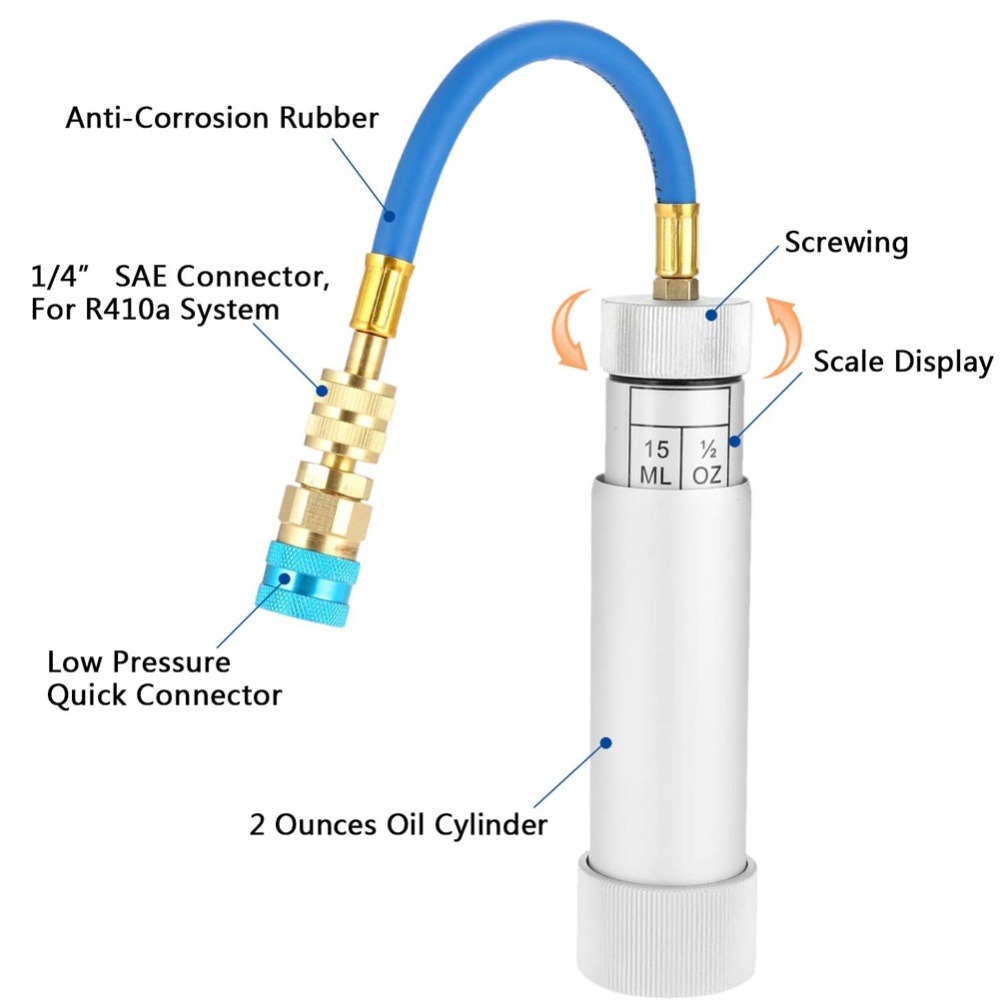 A/C Oil and Dye Injector Hand Turn Screw-in Air Conditioning Coolant Filling Tube Injection Tool - Image 3