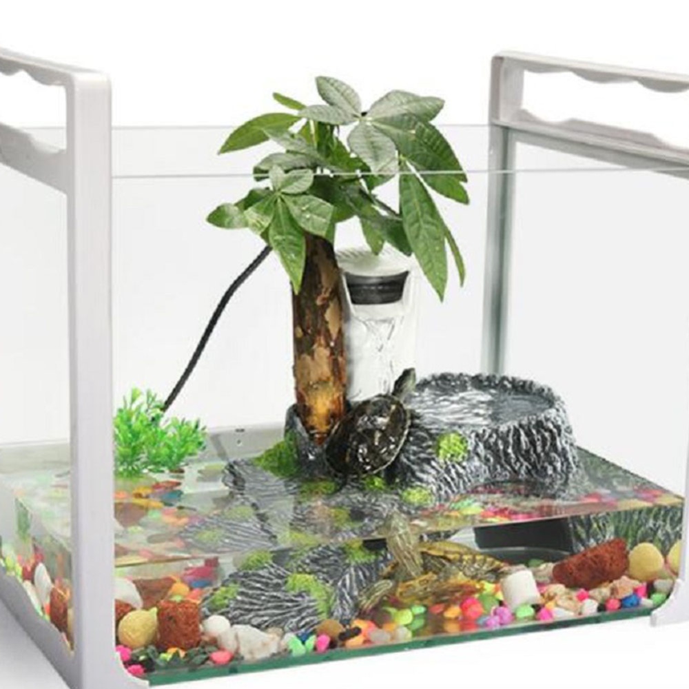 Tortoise Drying Climbing Platform Pet Reptile Hide Cave for Tank Decoration L