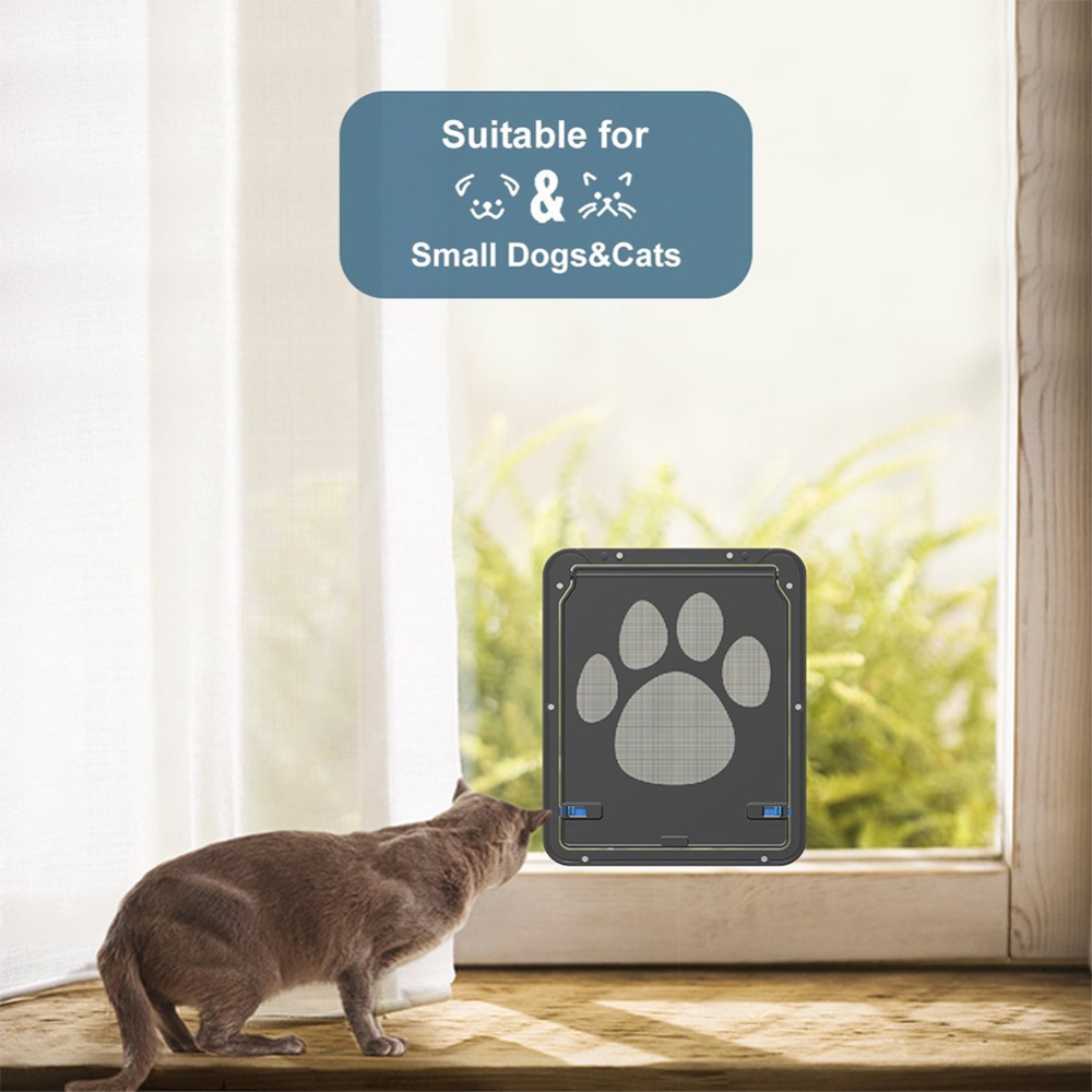 Dog Footprint Pattern Pet Cat Door Window Screen Doggie Flap Supplies black_24cm*29cm (outer frame) - Image 2