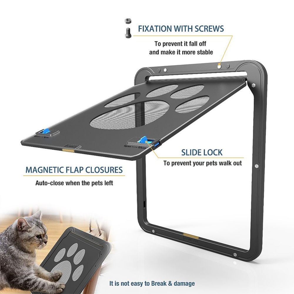 Dog Footprint Pattern Pet Cat Door Window Screen Doggie Flap Supplies black_24cm*29cm (outer frame) - Image 3