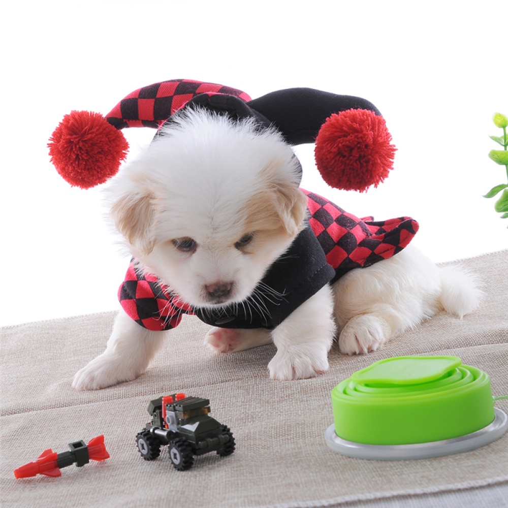 Cute Pet Halloween Cartoon Clown Joker Costume for Dog Teddy Cat Autumn Winter Wear Black red_L - Image 3