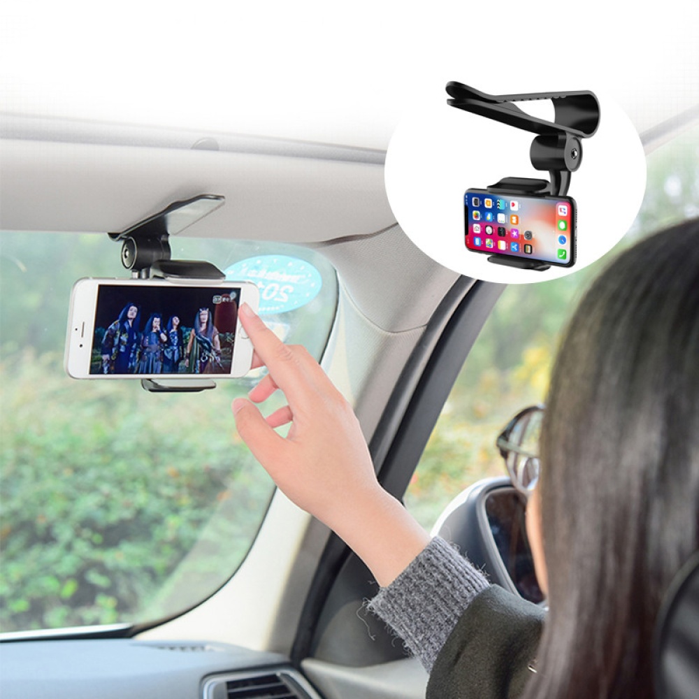 Universal 360 Car Clip Sun Visor Cell Phone Holder Mount Stand GPS in Mobile gray - Image 2