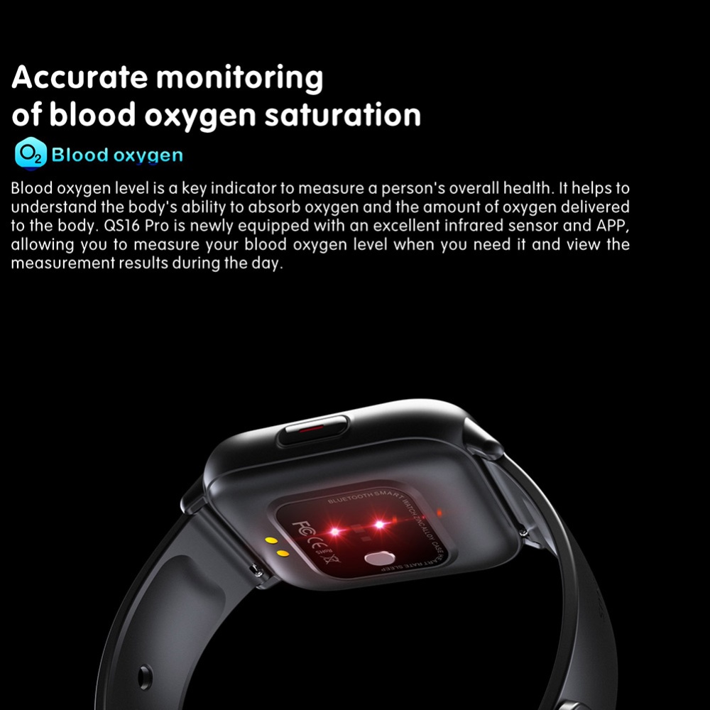 Qs16 Smart Bracelet Measuring Body Temperature Heart Rate Blood Oxygen Large-screen Watch black - Image 2