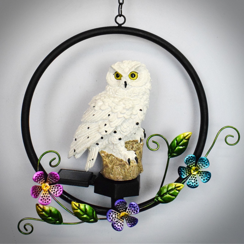 LED Solar Owl Shape Night Light Hanging Lamp for Courtyard Decoration brown - Image 2