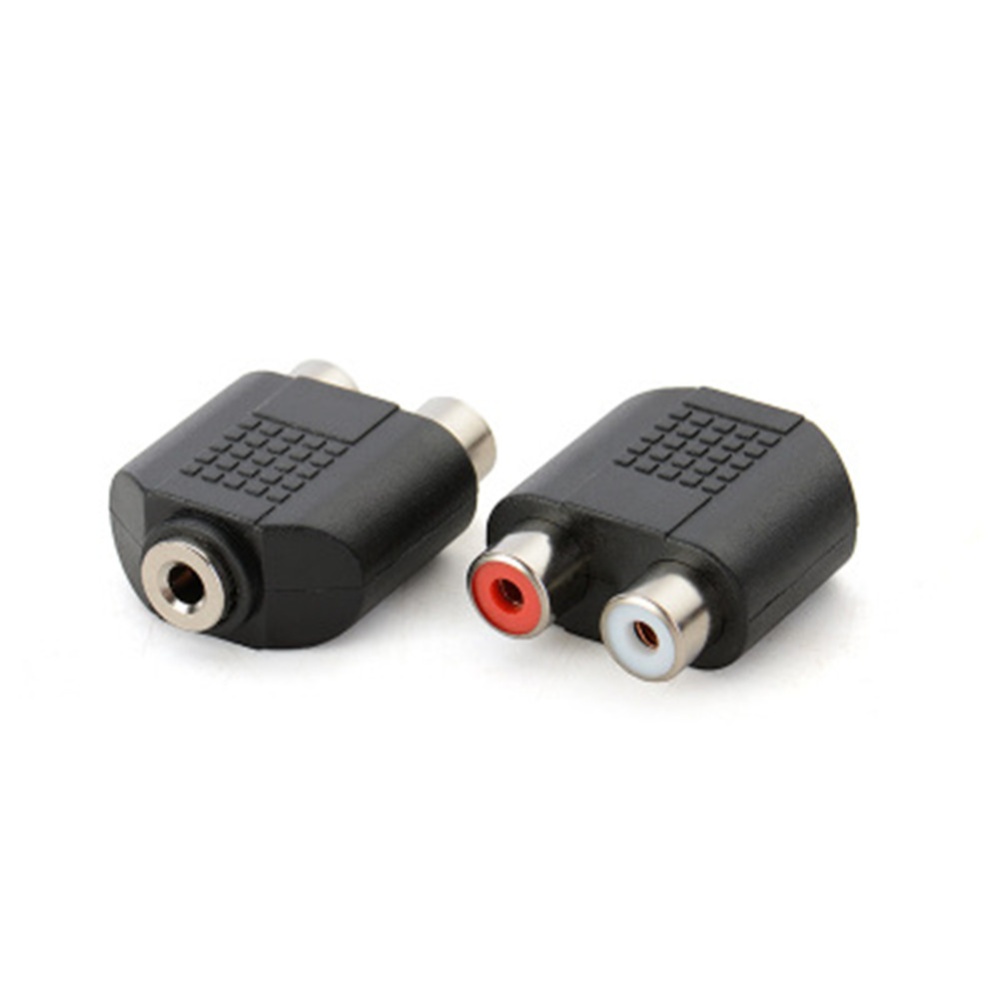 3.5mm Jack Female to 2 RCA Plated Audio Converter Adapter for Speaker Amplifier black - Image 2