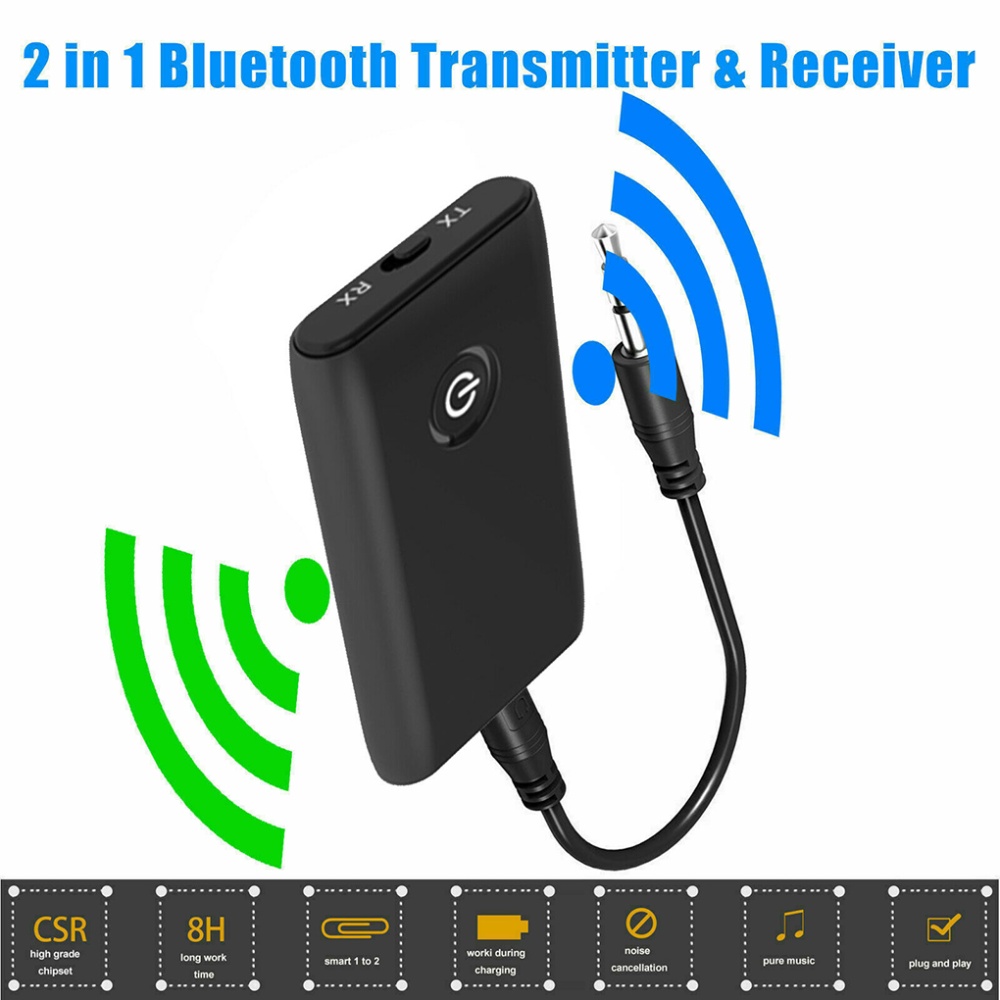 B10S 2-in-1 Wireless Transmitter Receiver 3.5mm AUX HiFi Audio Adapter Bluetooth5.0 Home/Car Stereo Device black - Image 2