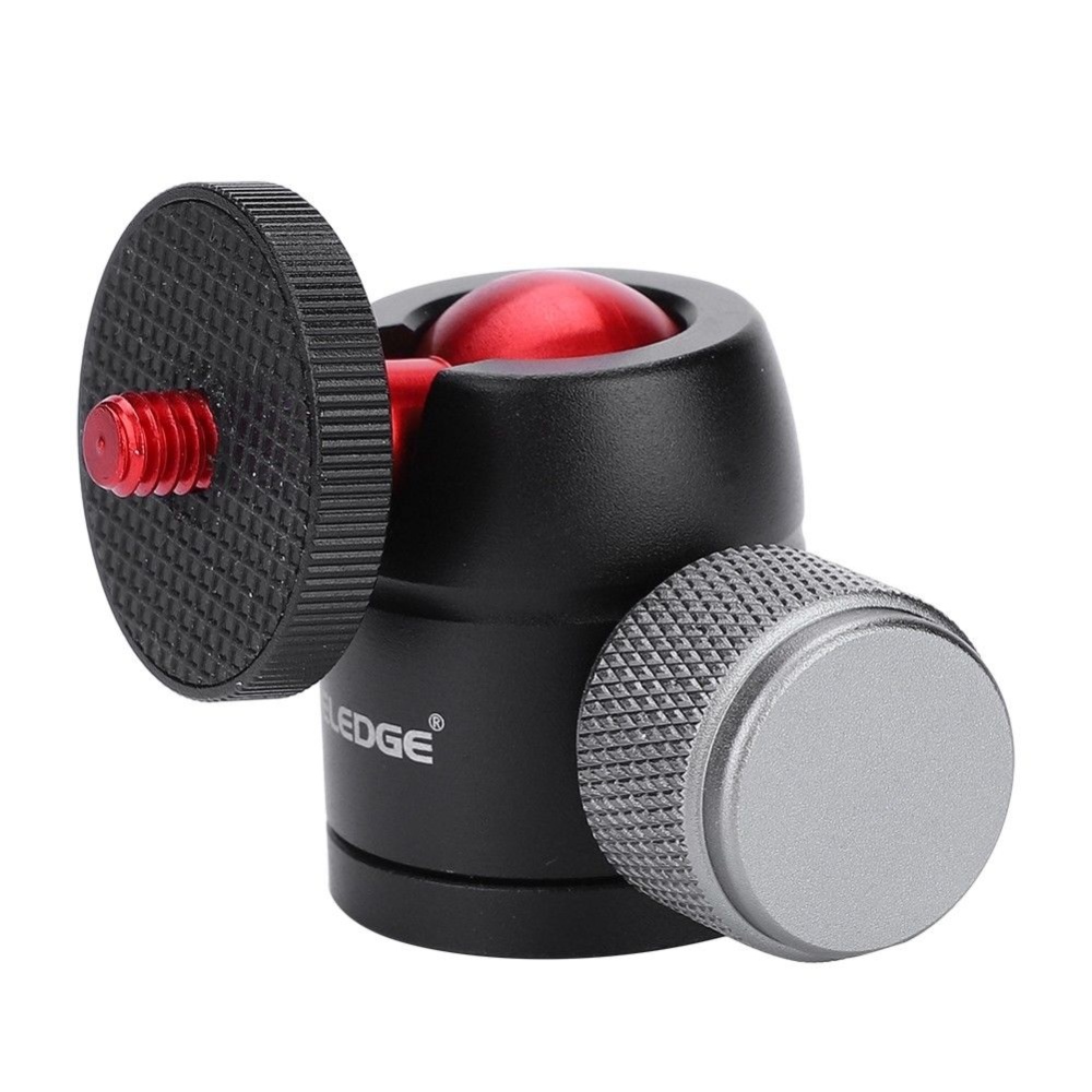 VELEDGE 360° Rotatable Mini Gimbal Tripod Ball Head Mount with 3/8""to 1/4""Adapter black red - Image 2