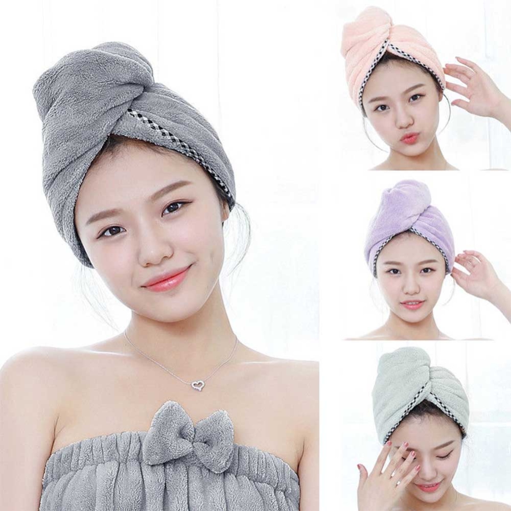 Thicken Hair Drying Towel Hat Cap Microfibre Quick Dry Turban for Bath Shower Pool - Image 3