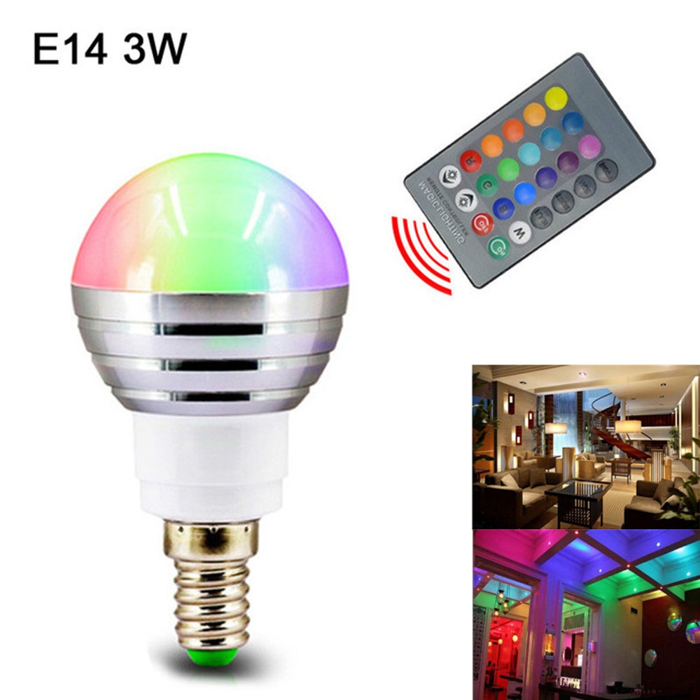 3W RGB LED Bulb Lamp Color Magic Spot Light with Remote Control Dimmable Night E14 - Image 3