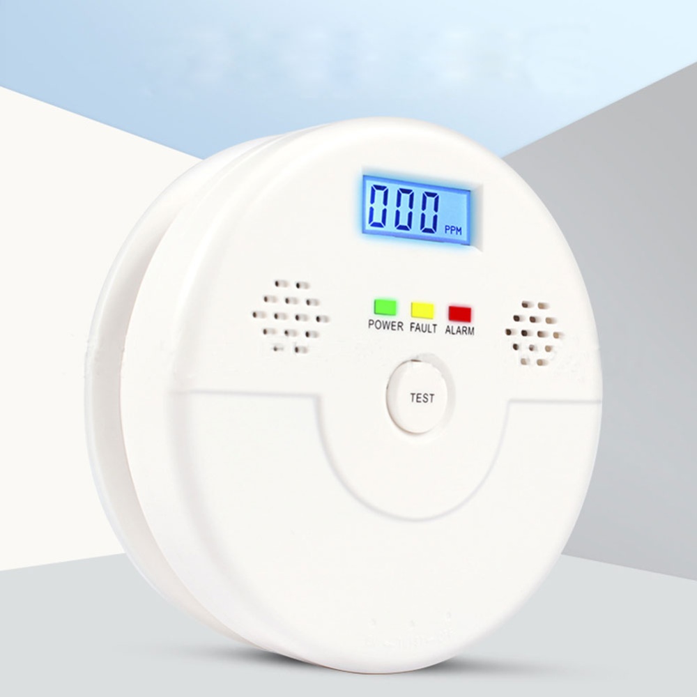 White Fixed Digital Display Carbon Monoxide Alarm Gas Detection Toxic Detector white