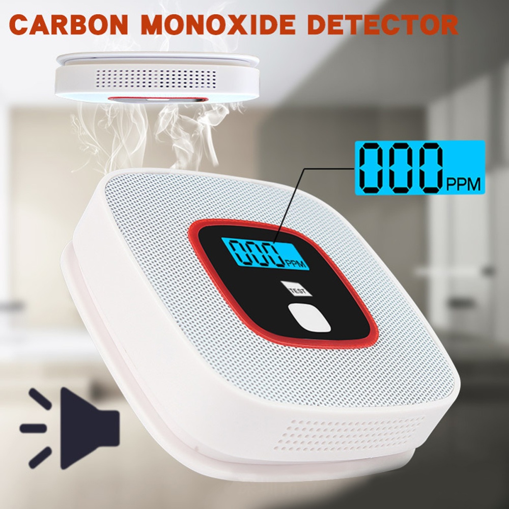 CO Carbon Monoxide Detector Poisoning Gas Warning Monitor LCD Sensor Alarm white