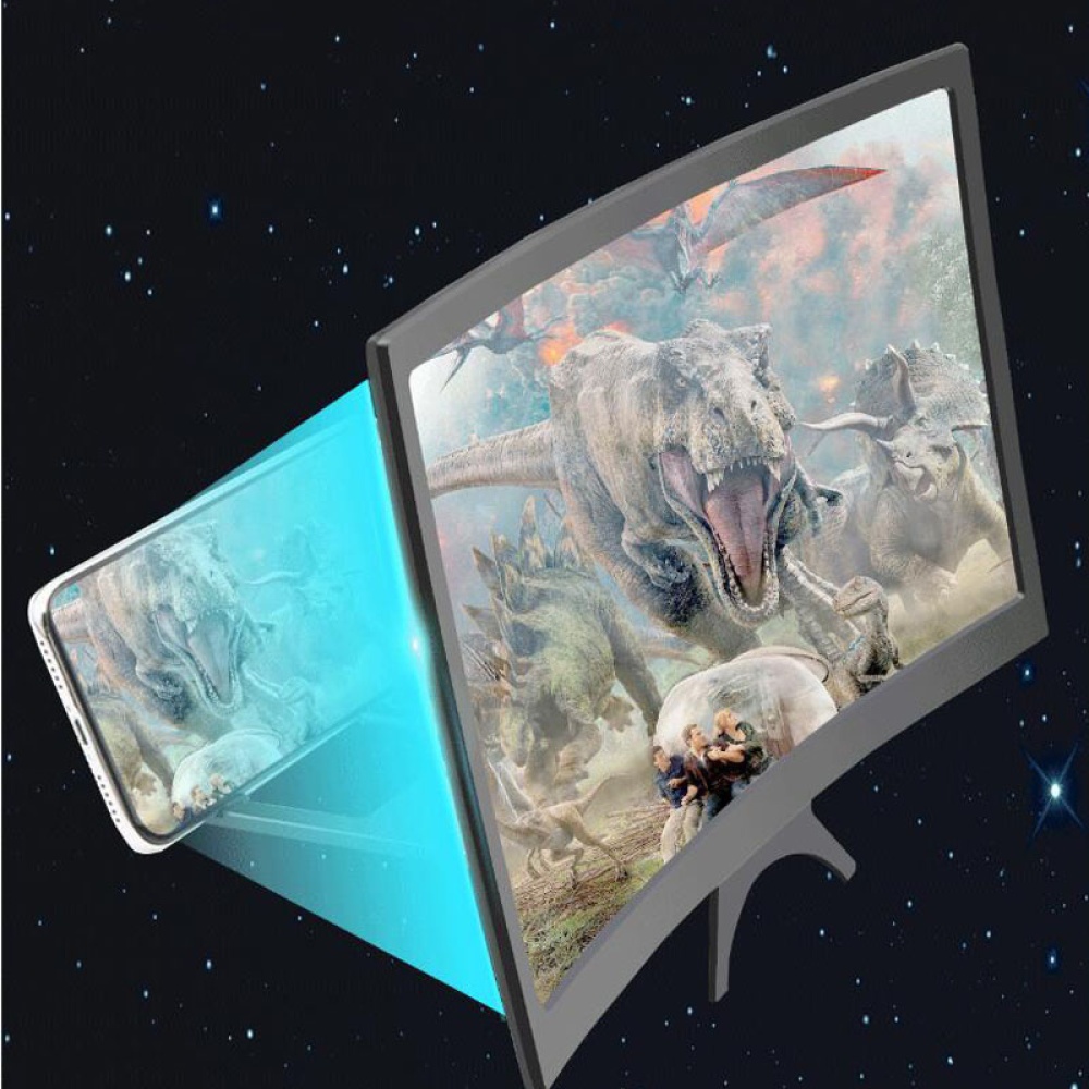 L6 12inch Curved Screen Magnifier for Mobile Phone HD Enlarger Videos Movies Games Projector with Foldable Stand black_12inch curved screen - Image 2