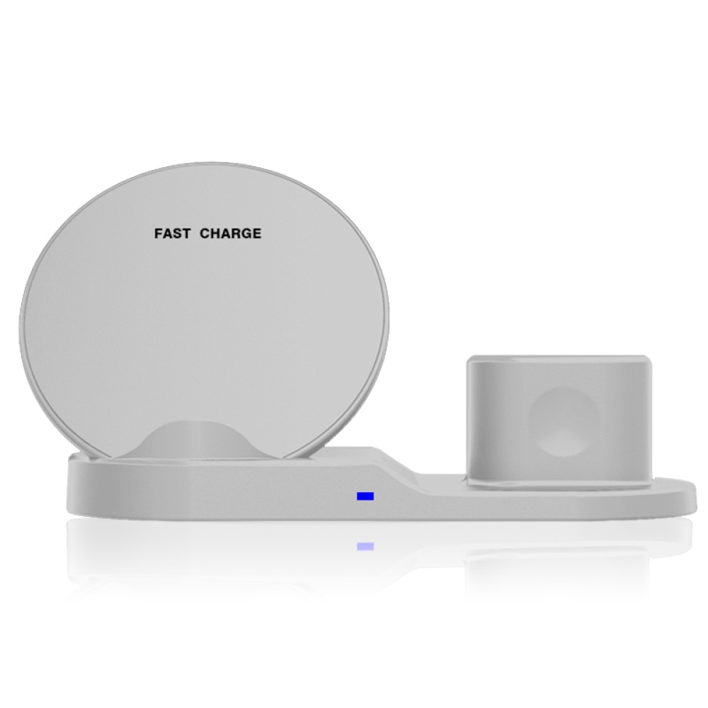 3 in 1 10W Fast Wireless Charger Dock Station Charging for iPhone and Apple Watch white - Image 2