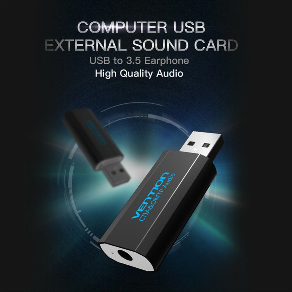 VENTION 3.5mm External USB Audio Adapter for PS4 Laptop Computer Headphone Sound Card black - Image 2