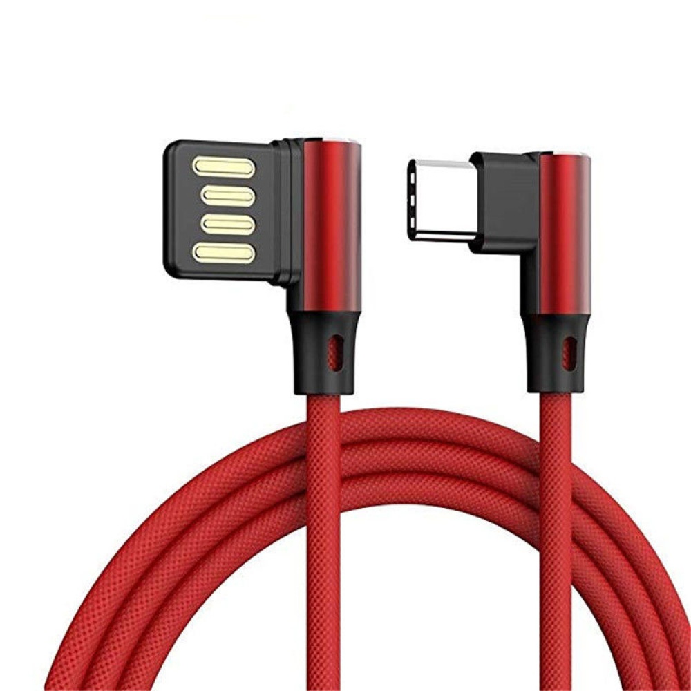 L Shaped Angle Head Type-C Charging Cable Data Transmission Adapter 2m for Phone red - Image 2