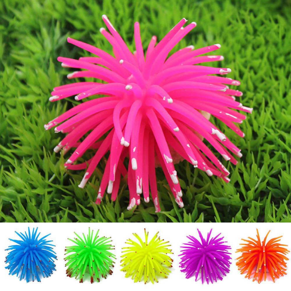 Mini Simulation Sea Urchin Ball Aquarium Fish Bowl Decoration blue - Image 3