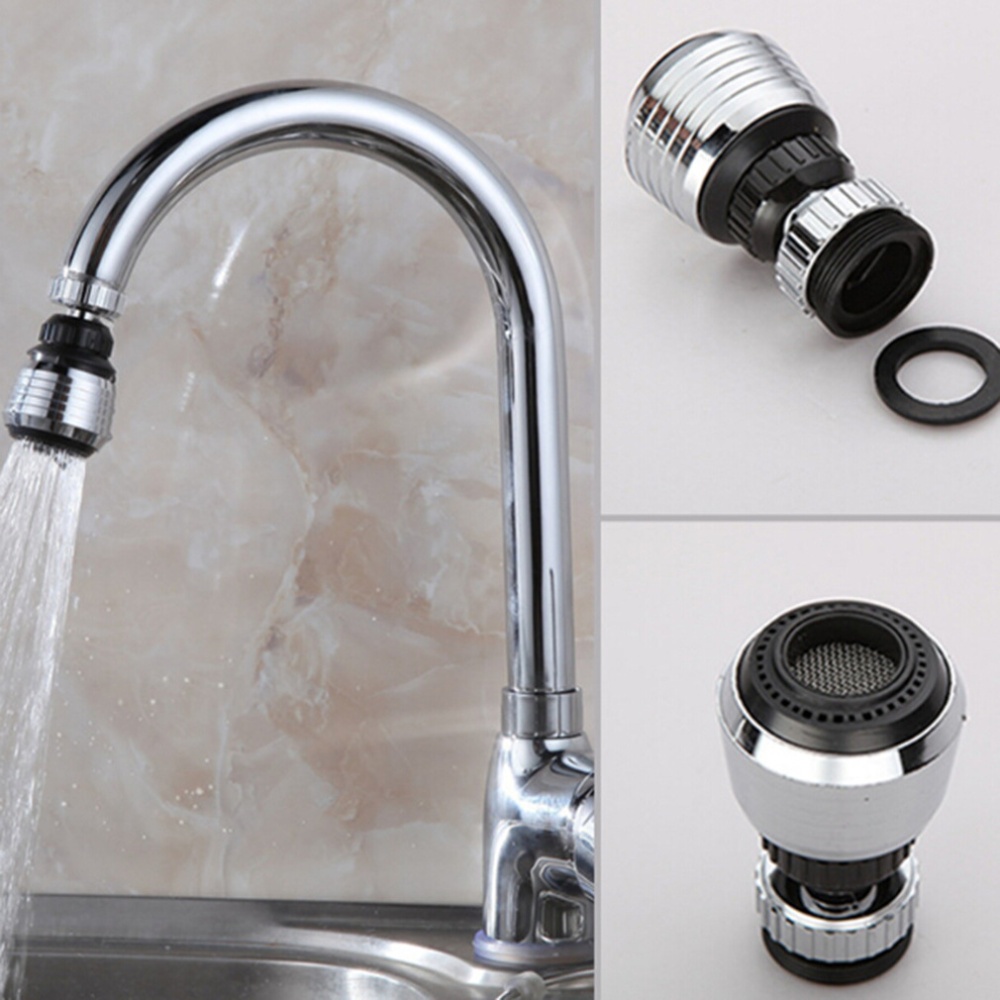 360 Degree Rotating Faucet Filter Tip Water Bubbler Anti-splash Economizer Kitchen Supplies black - Image 2