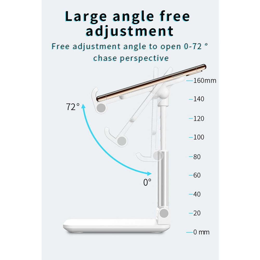 Portable Cell phone Holder Adjustable Angle Lazy Desktop Folding Mobile Phone Bracket white - Image 2