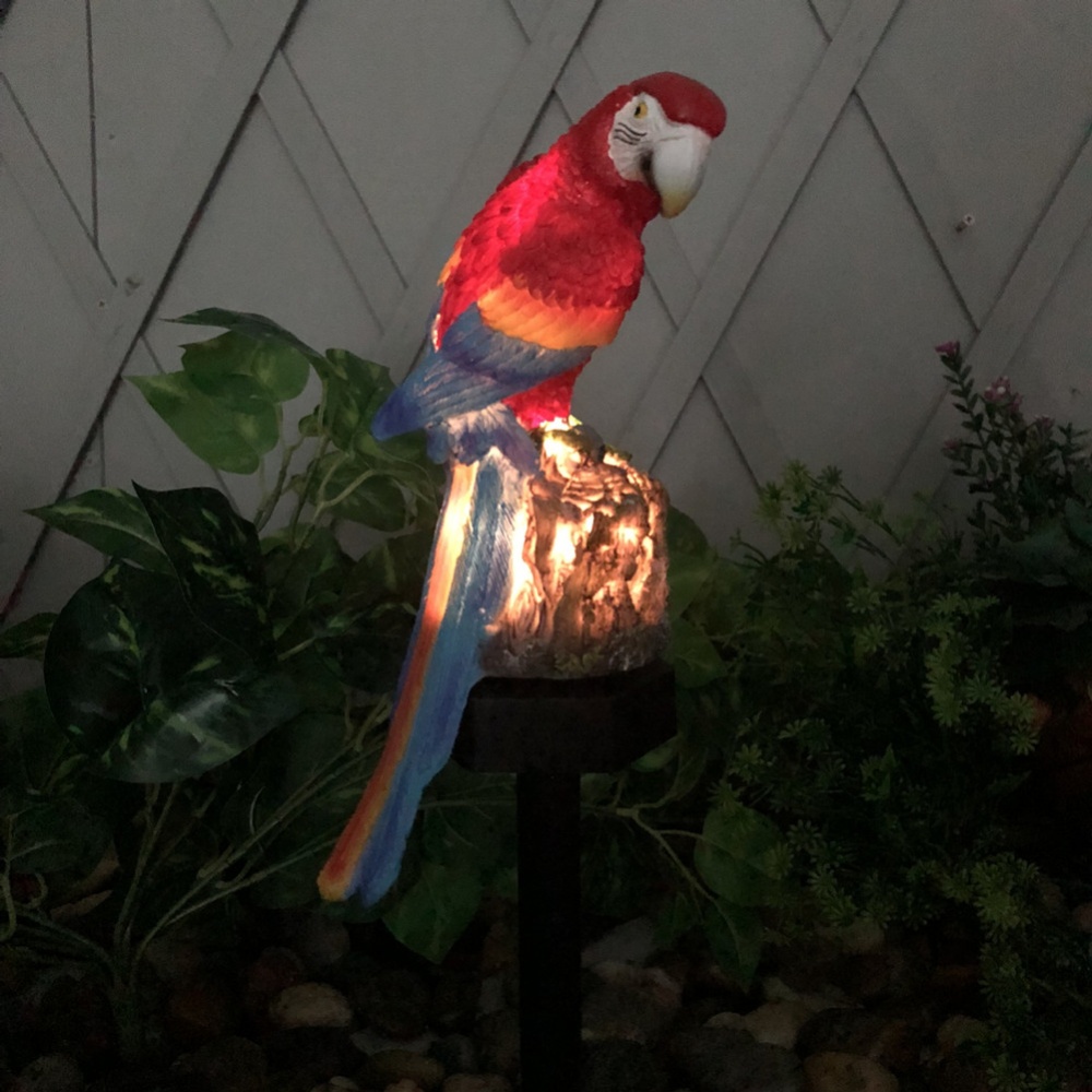 LED Outdoor Waterproof Solar Powered Parrot Shape Lawn Lamp for Garden Courtyard red - Image 2