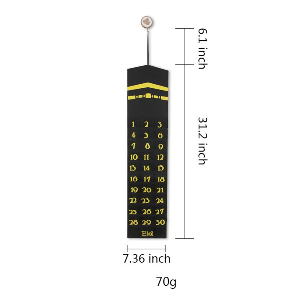 Cloth Calendar Storage Bag for Eid Ramadan Hanging Pendant black
