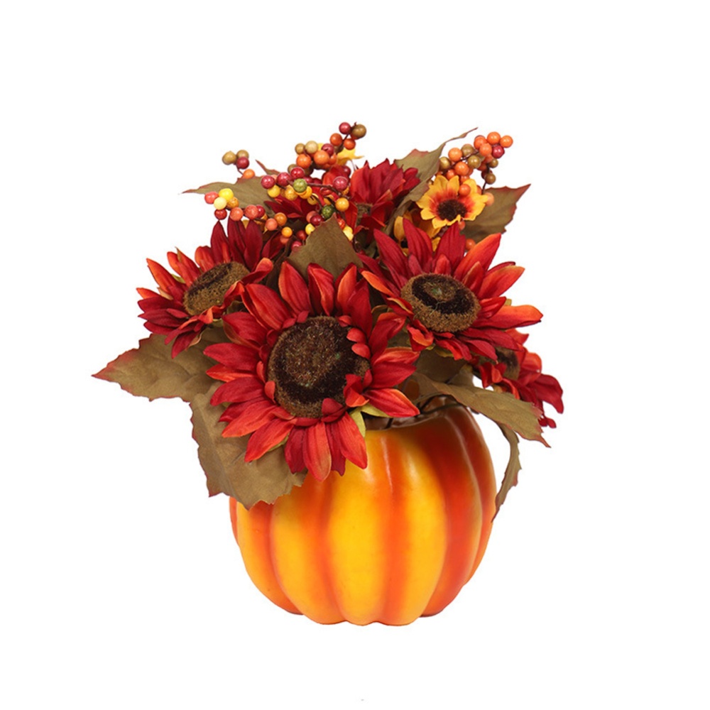 Mini Artificial Pumpkins Maple Leaves Decoration for Halloween Party Style 2