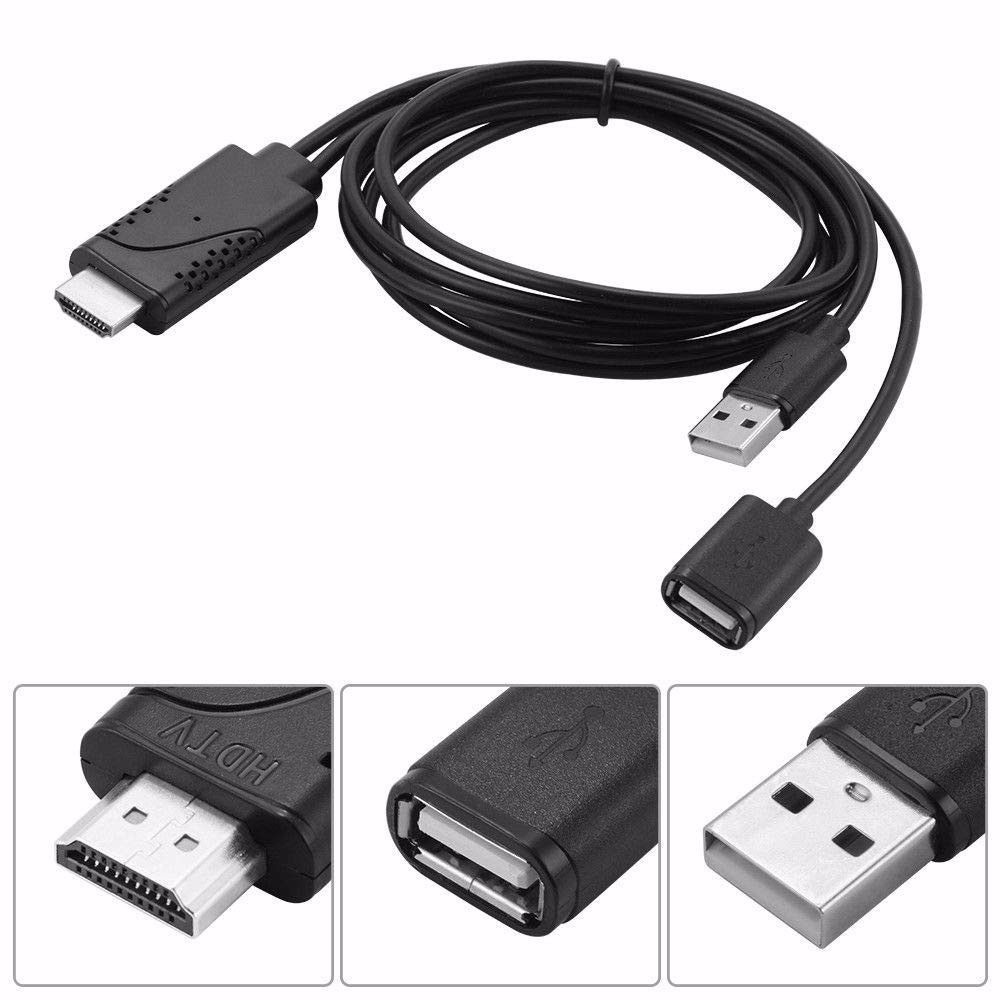 USB Female to HDMI Male HDTV Adapter Cable for iPhone8/ 7/ 7plus/ 6s/ 6 plus black - Image 2