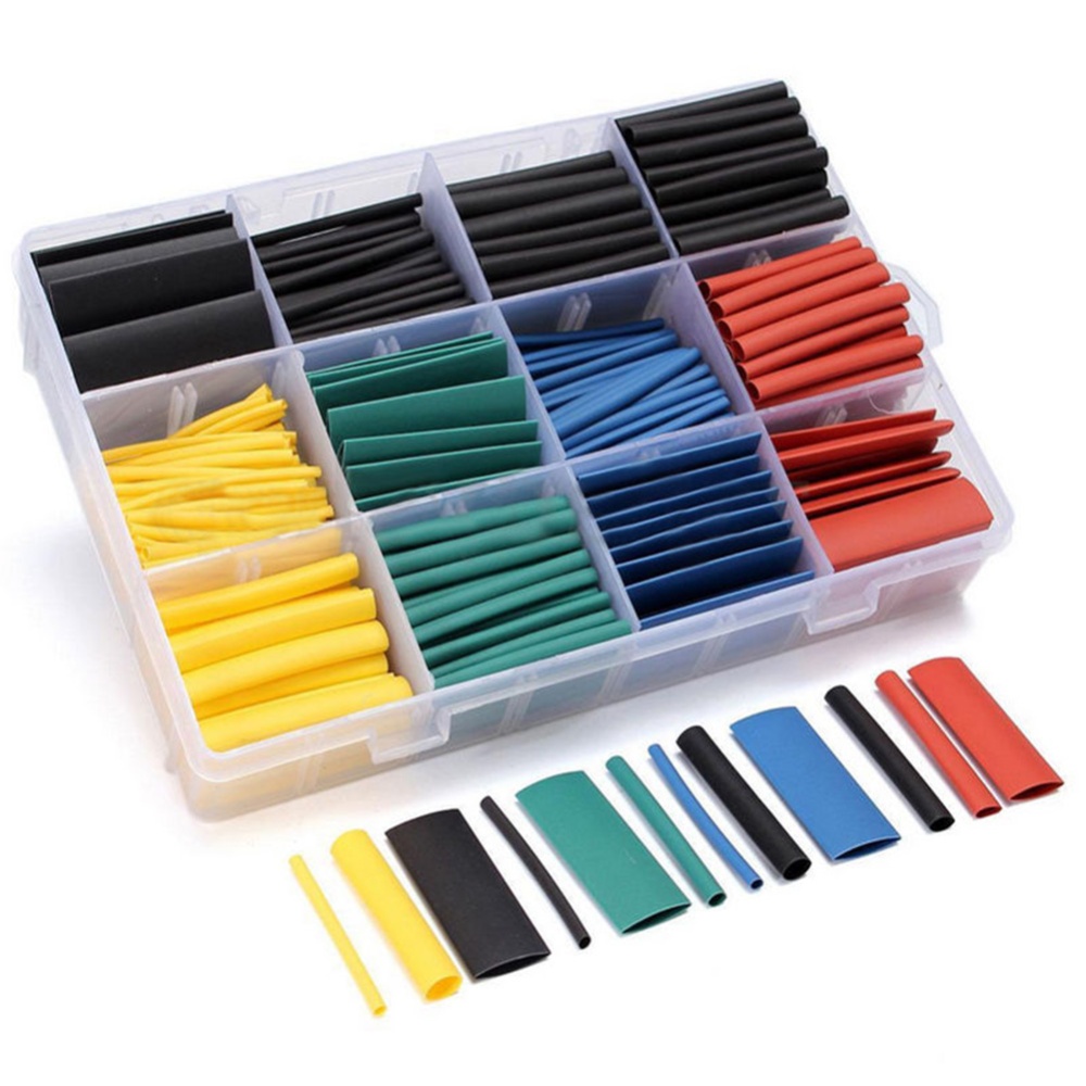 530 Pcs/ Box Heat Shrink Tube Tubing Sleeving Wrap Wire Assorted Kit 5 Colors 8 Sizes
