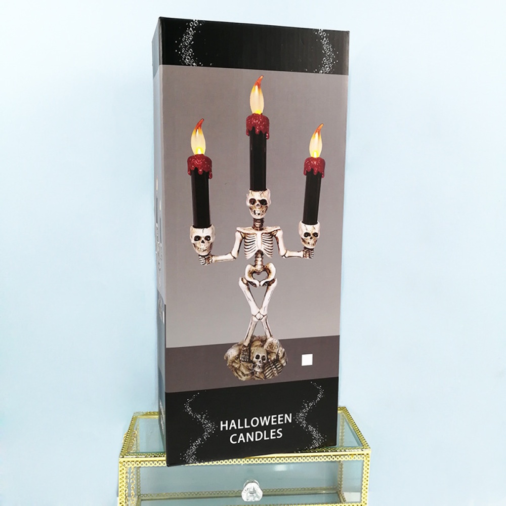 Halloween Skeleton Ghost Flameless Electronic Candles Light Decorative Prop silver - Image 3