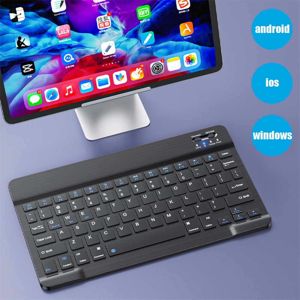 Mini Wireless Bluetooth Keyboard Mouse Set Rechargeable Compatible for Android IOS Windows sky Blue - Image 2