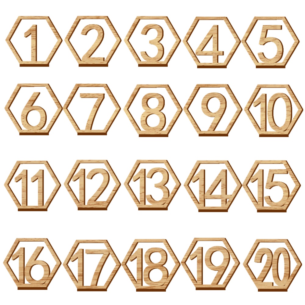 20PCS Cute Wooden Hollow-out Number 1-20 Hexagon Table Cards Reception Seat Card for Party Event Organizing Decorating - Image 3