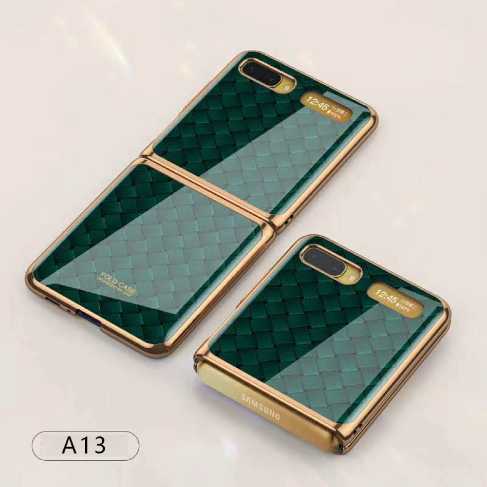 For Samsung Galaxy Z flip Foldable Cellphone Shell Electroplated Painted Folding Phone Case A20 emerald - Image 2