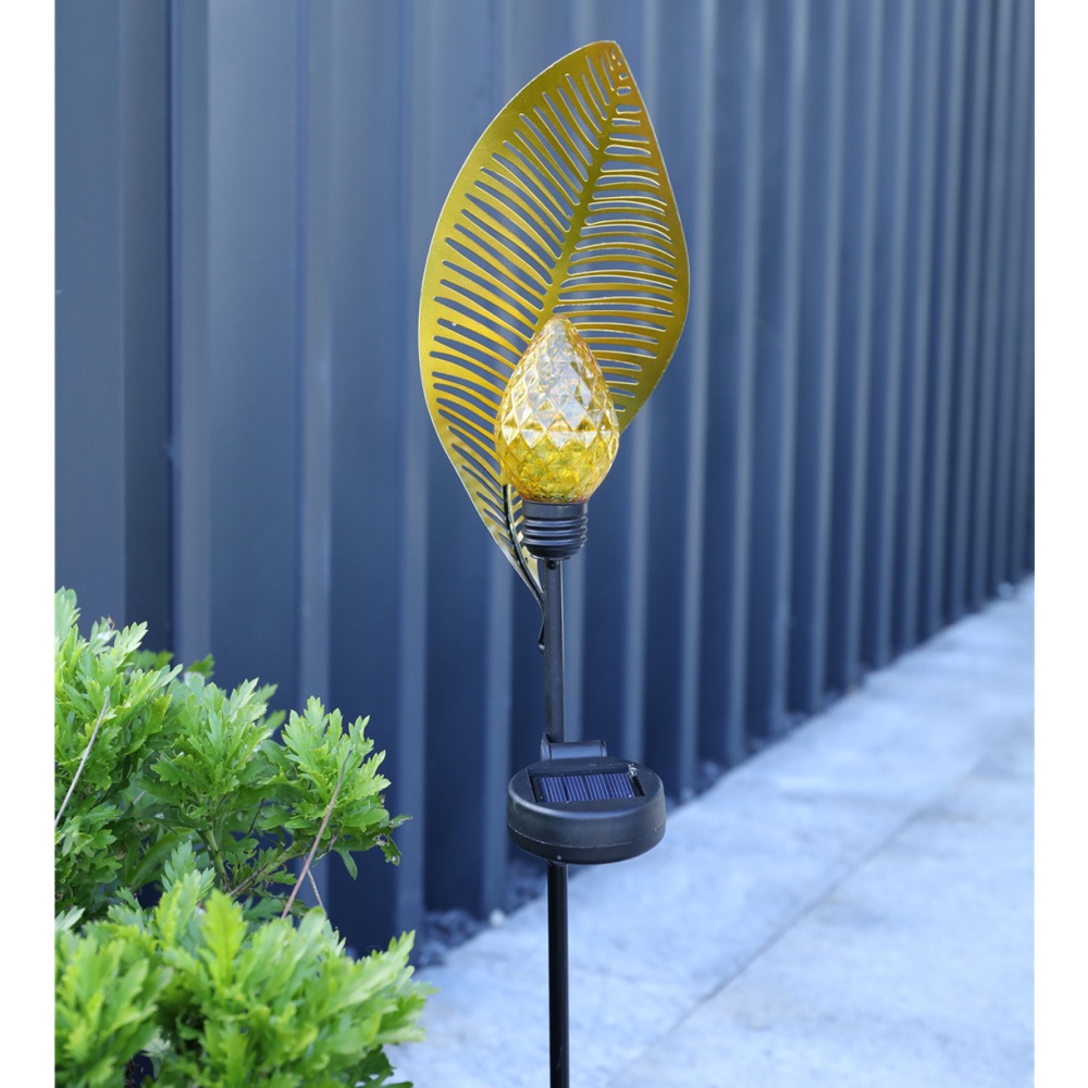 LED Solar Powered Waterproof Light Leaf Shape Outdoor Garden Decor Landscape Lawn Lamp warm light_Solar
