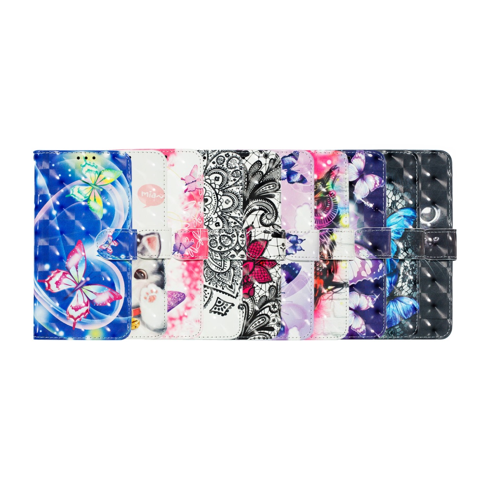 For ASUS ZENFONE MAX Pro M1/ZB601KL/ZB602KL 3D Coloured Painted PU Magnetic Clasp Phone Case with Card Slots Bracket Lanyard Lace flower - Image 2