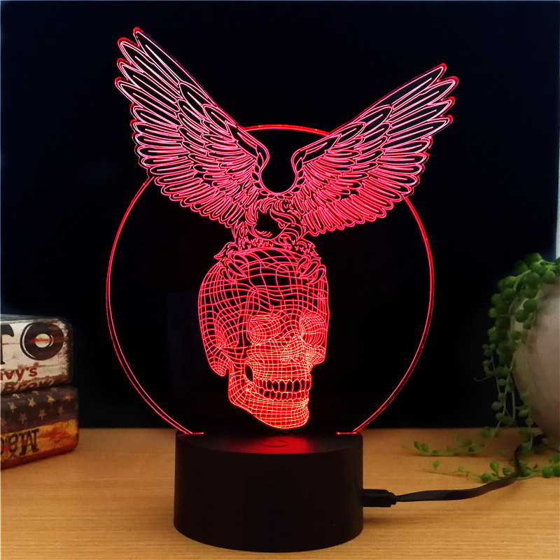 Black Hawk Knight 3D LED Light - 7 Colors, 2 Modes, Power Through Micro USB, 5W