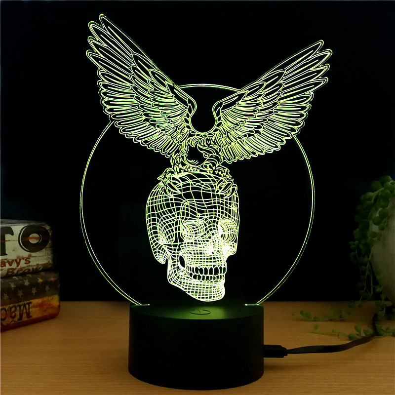 Black Hawk Knight 3D LED Light - 7 Colors, 2 Modes, Power Through Micro USB, 5W - Image 3
