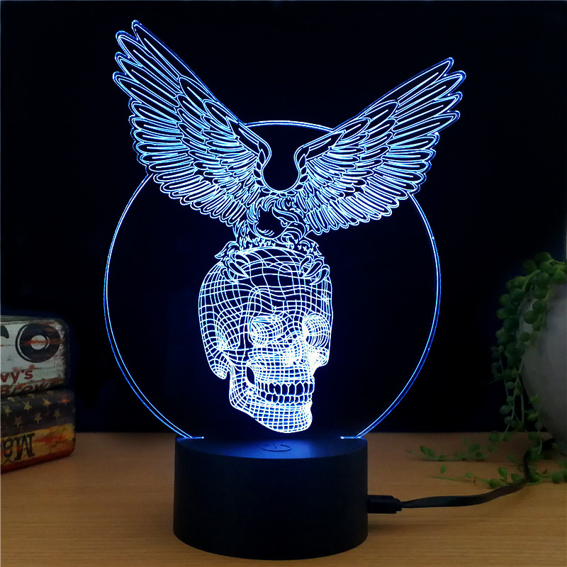Black Hawk Knight 3D LED Light - 7 Colors, 2 Modes, Power Through Micro USB, 5W - Image 2