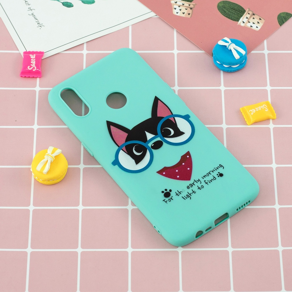 For OPPO Realme 3 Cartoon Lovely Coloured Painted Soft TPU Back Cover Non-slip Shockproof Full Protective Case with Lanyard Light blue - Image 2