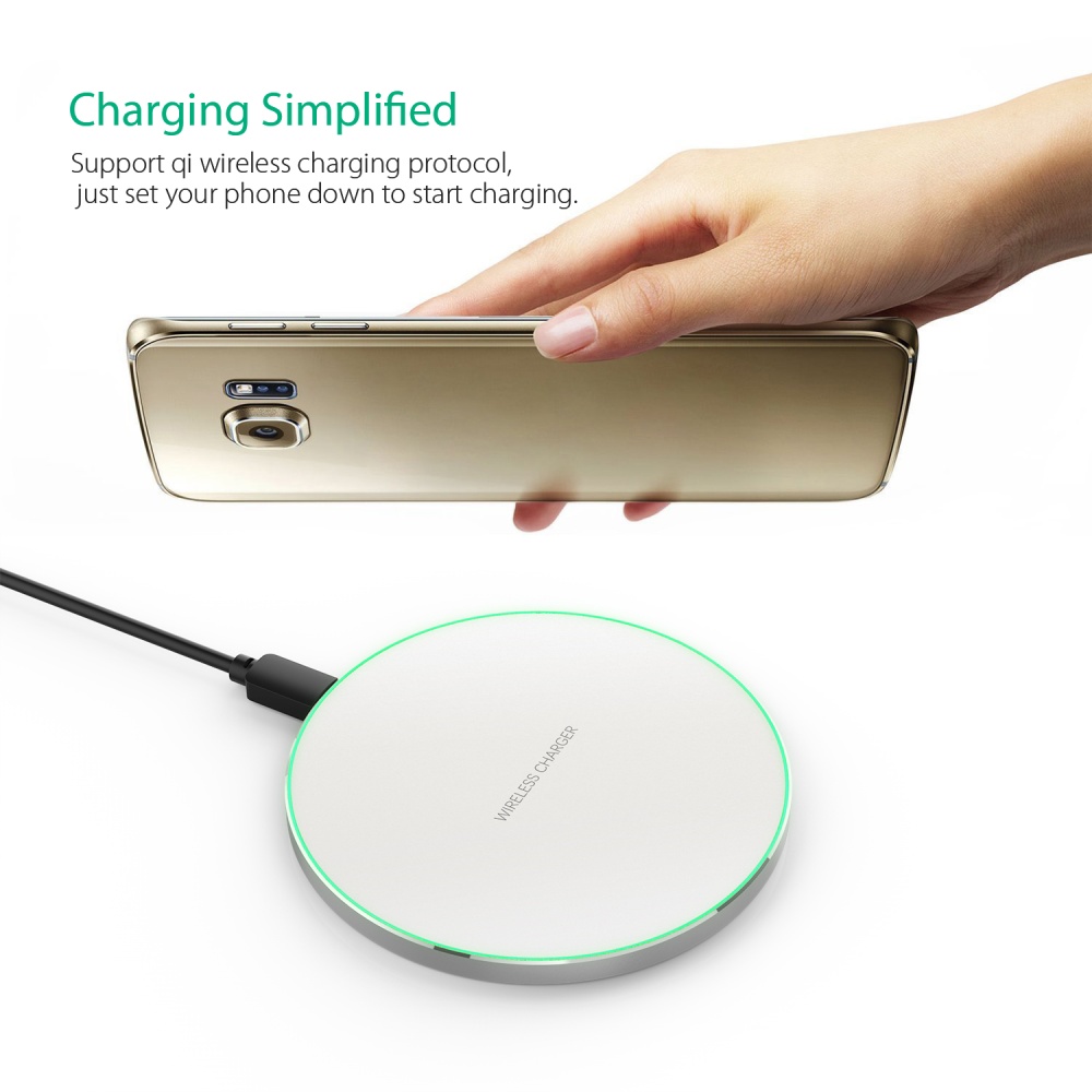 White Portable Qi Wireless Charger Charging Pad for iPhone Samsung - Image 2