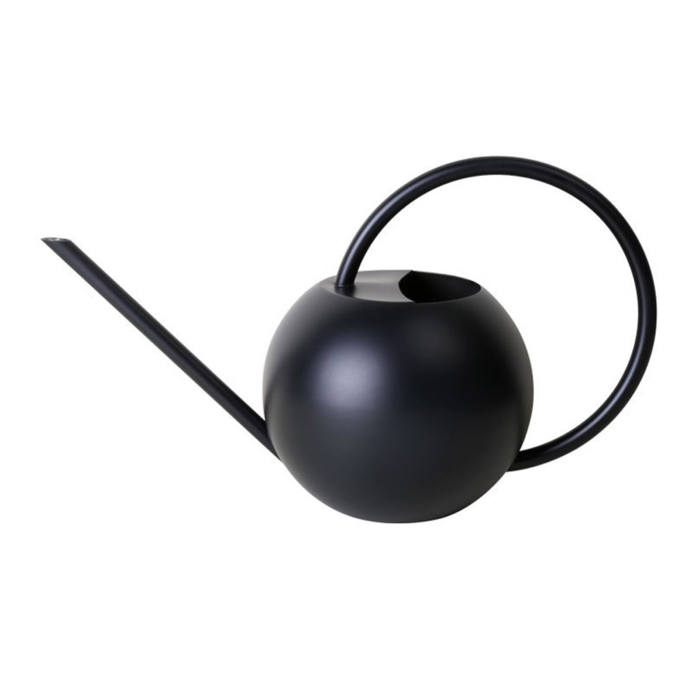 Watering Can 1L Long Spout Spherical Household Indoor Plant Potted Stainless Steel Kettle black