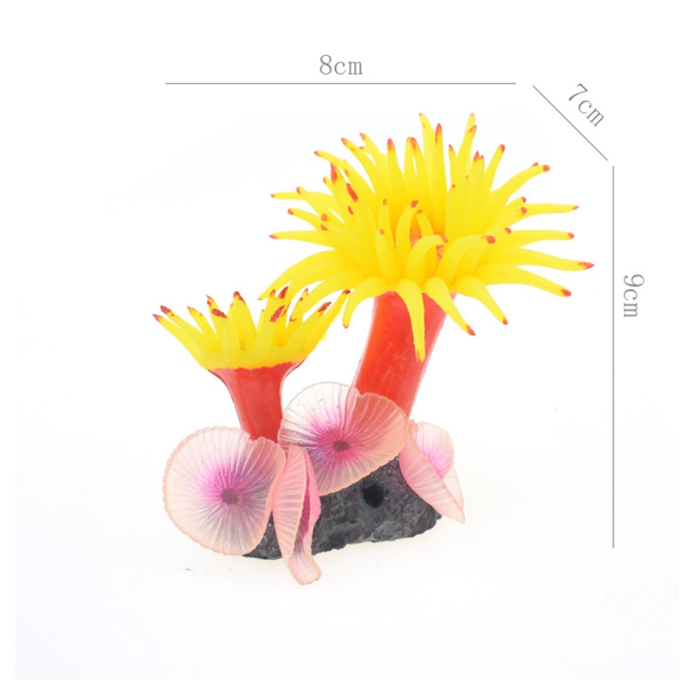 Simulation Silicone Coral for Aquarium Fish Bowl Decoration yellow - Image 2